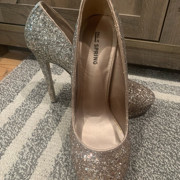 Women’s Formal Party Prom Sparkling 4” High Heels Size 8.5 Silver Rose-gold - Picture 12 of 12